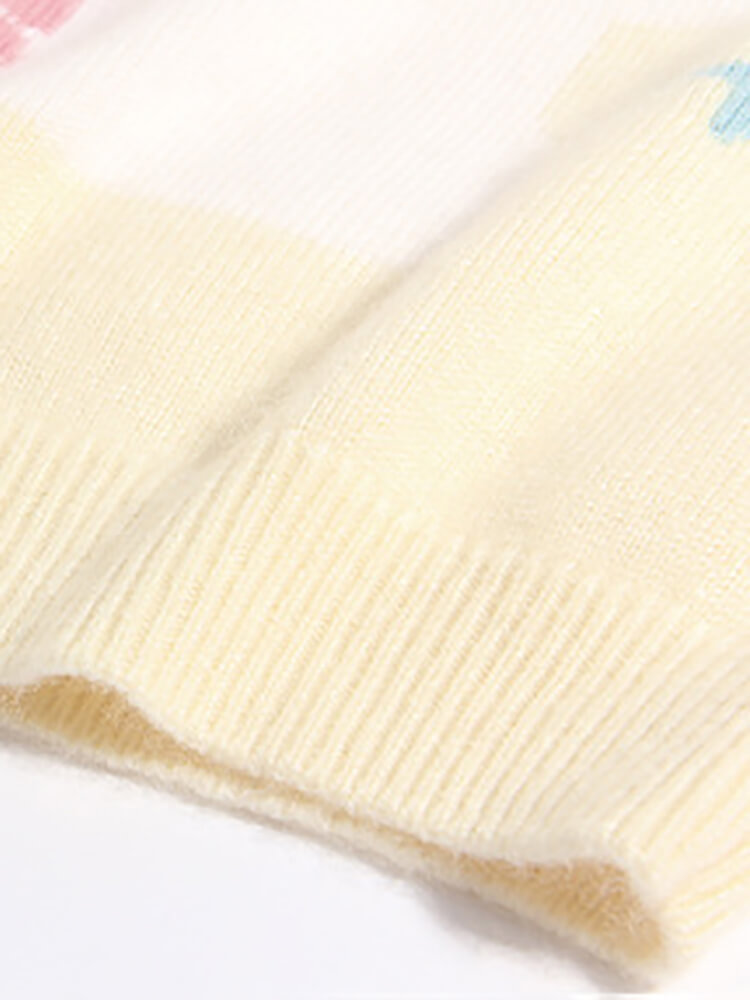 Kids Soft Yellow Unicorn Cashmere Crewneck Pullover Sweater